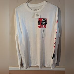 Star Wars Darth Vader Chinese Character Long Sleeve White Shirt Medium